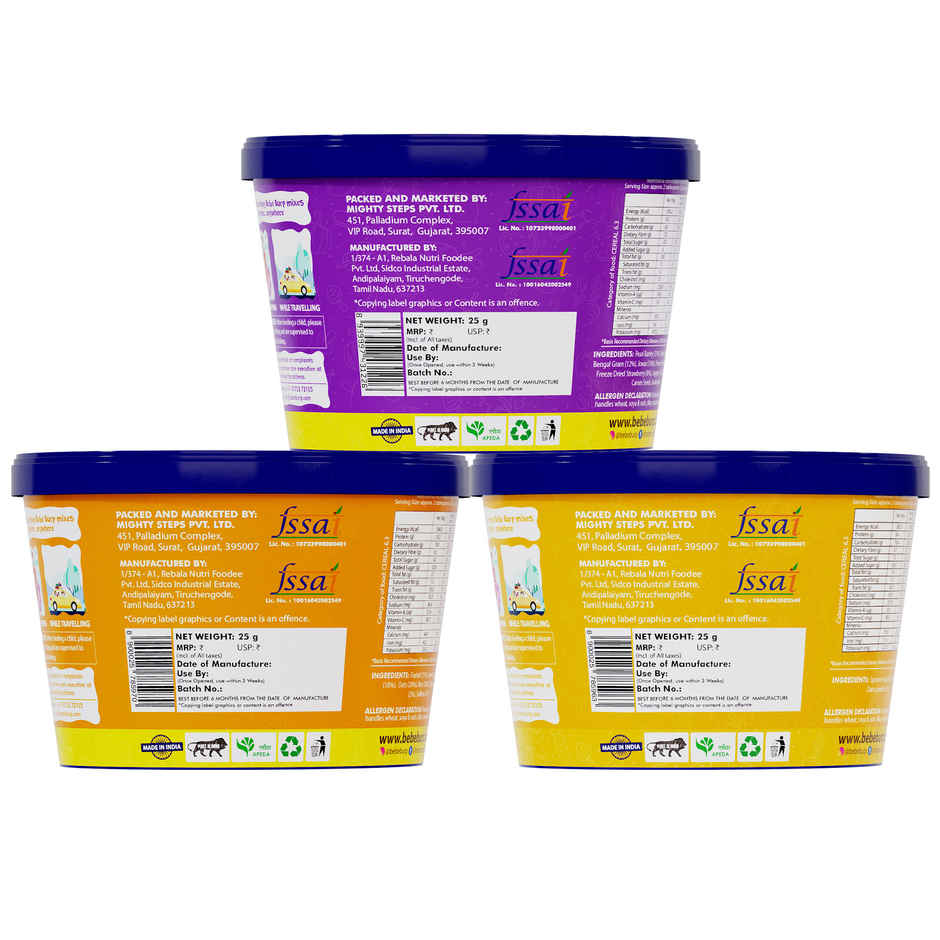Bebe Burp Grab and Go Travel Pack Combo | Barley Multi Millet Sprouted Ragi | Pack Of 3