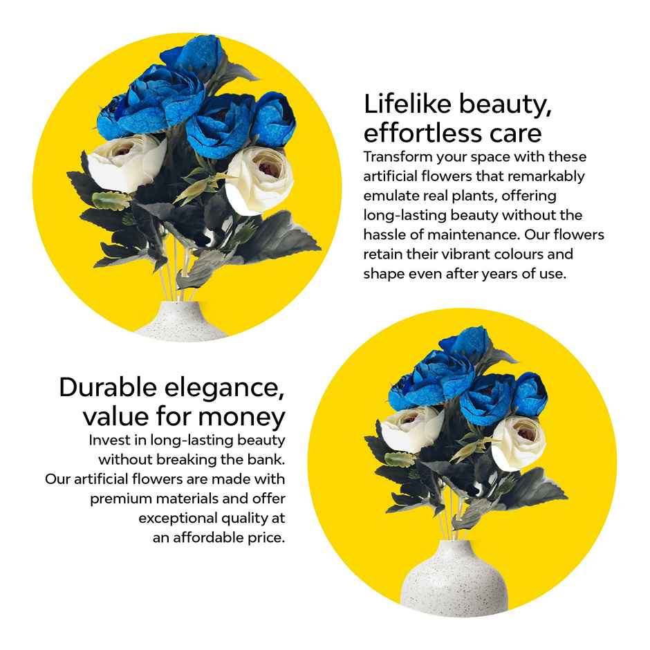 10club Artificial Peonies | Blue And White Flowers With Leaves