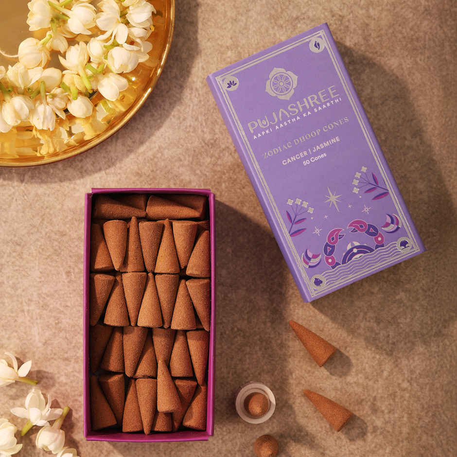 Pujashree Zodiac Dhoop Cones | Cancer - Jasmine