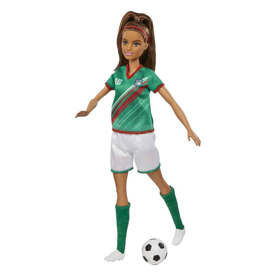 Barbie Soccer Doll - Brunette Ponytail|Colorful Uniform|Soccer Ball|Cleats|Tall Socks|Great Sports