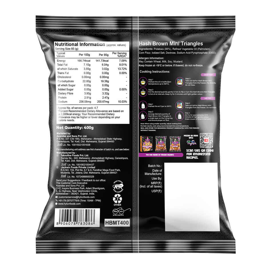 HyFun Hash Brown Mini Triangles, Breakfast Potato Snack | Frozen