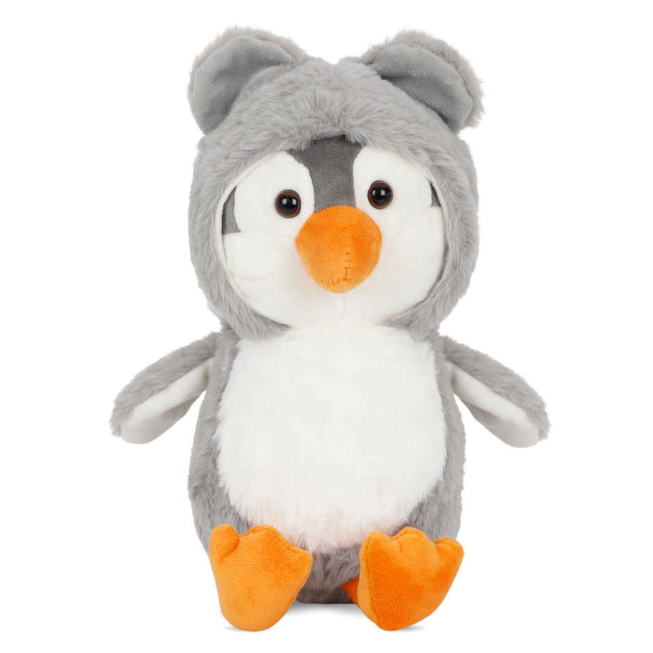 Mirada Grey Super Soft Hoodie Penguin Soft Toy - 25Cm