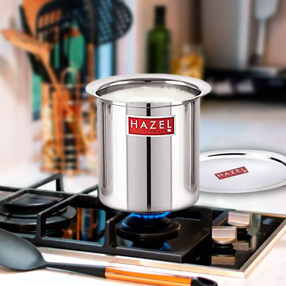 Hazel Steel Milk Pot With Lid, 1500 ml | Stainless Steel Milk Boiler For Kitchen