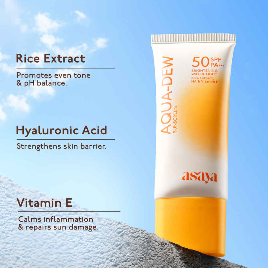 Asaya In-Vivo Tested Spf 50 Lightweight Dewy Water Sunscreen |  Vitamin E,  No White Cast