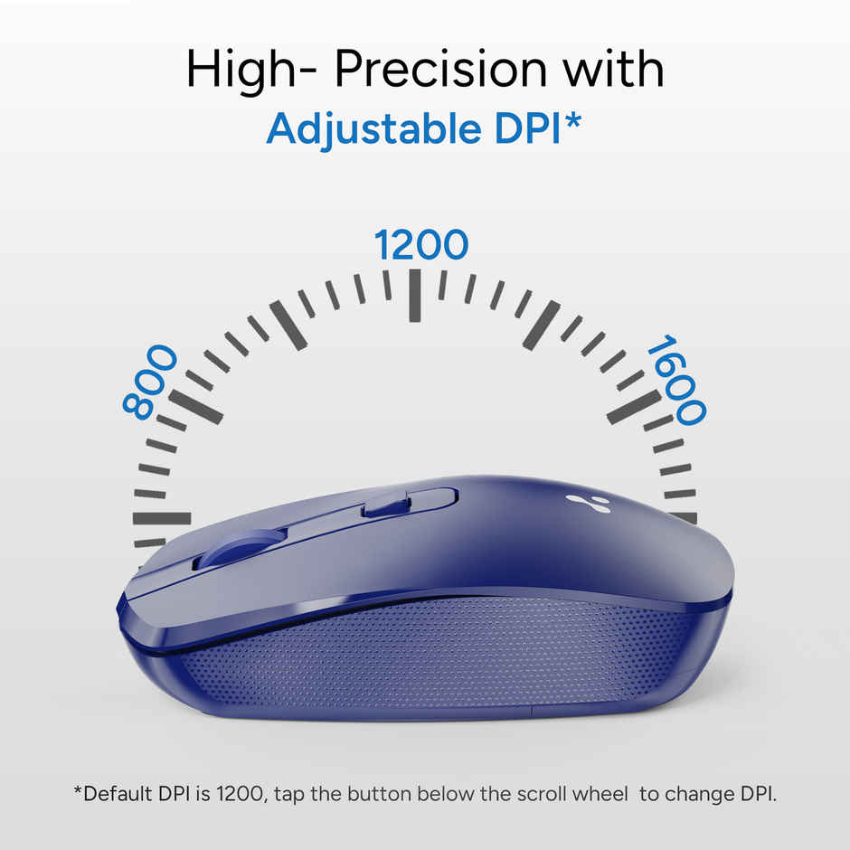 Ambrane Wireless Mouse with 2.4GHz, USB Nano Dongle, Silent Click, Optical Orientation Click Wheel, 4 Buttons, 1600 Adjustable DPI, Both Hand Use, Compatible with PC, Mac, Laptop (Sliq 3) - Black