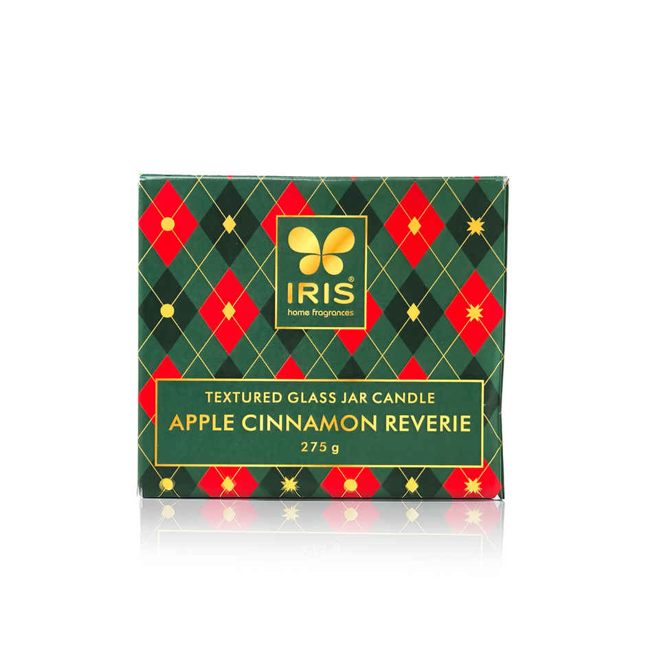 IRIS Apple Cinnamon Premium Glass Jar Candle | 30 Hours Burn Time | Home Decor
