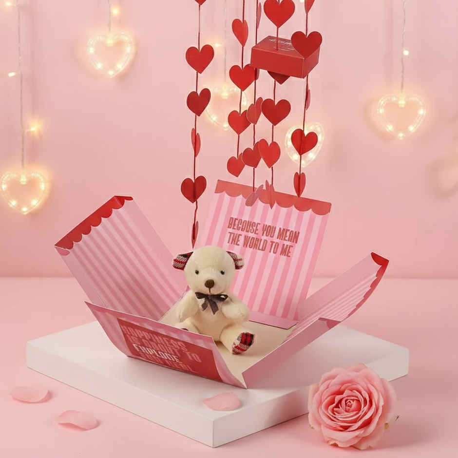 Teddy Surprise Explosion Gift Box Hamper | FNP