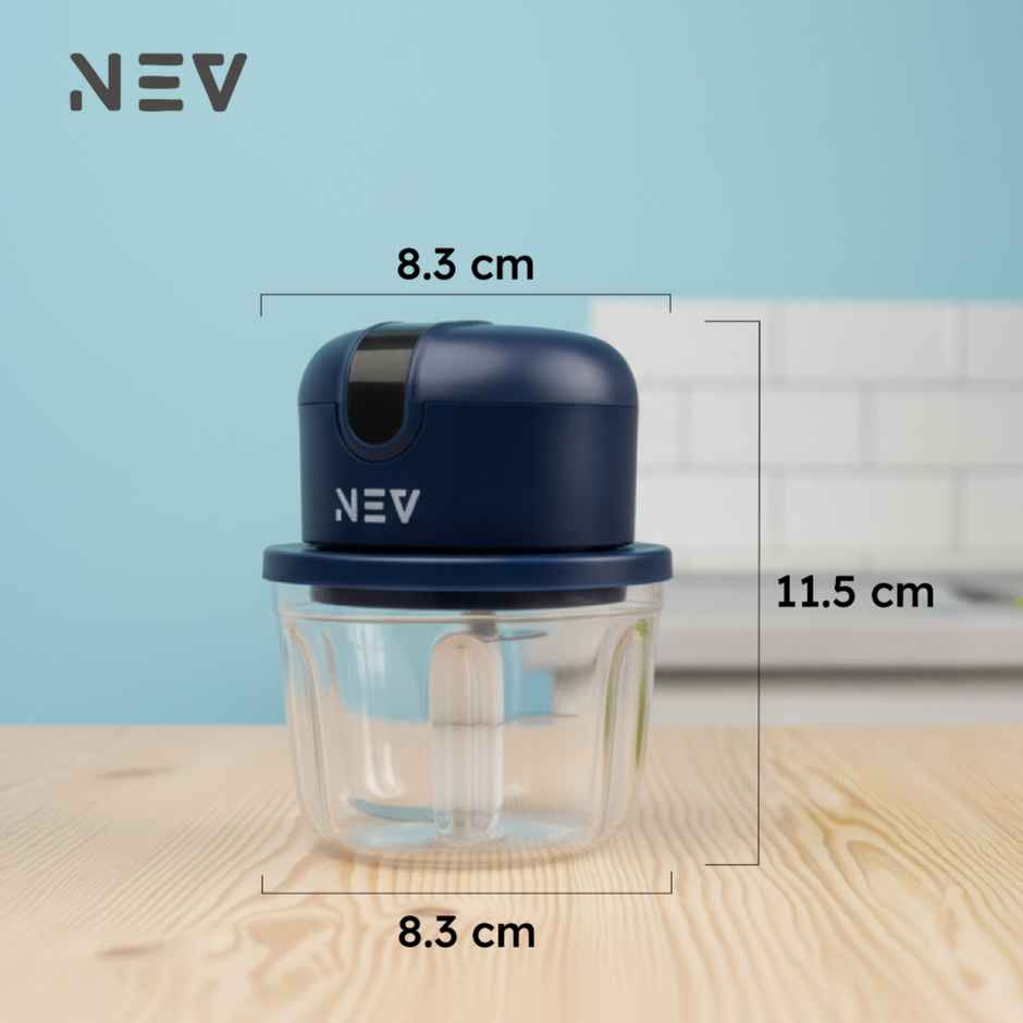 NEV Electric Mini Chopper, 350 ml Bowl, Safety Lock Lid , USB Type C Rechargeable