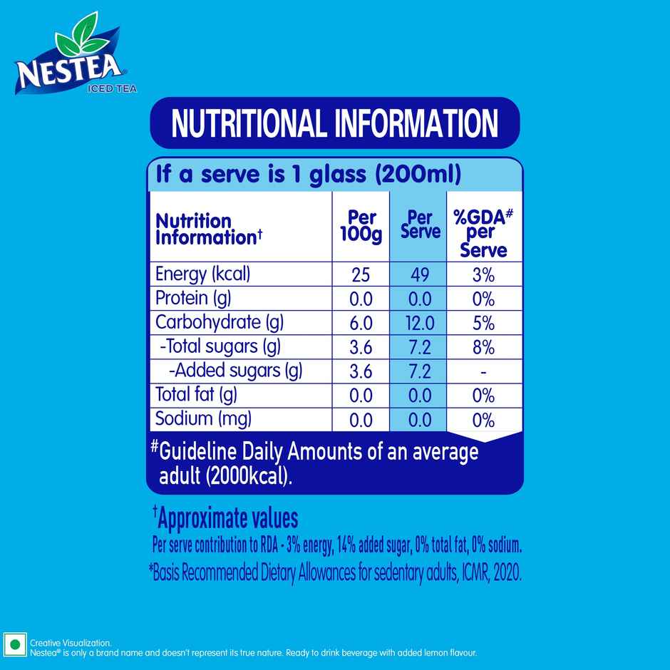 Nestea Lemon Iced Tea (Ready to Drink) - 49 calories - Refreshingly Good Taste