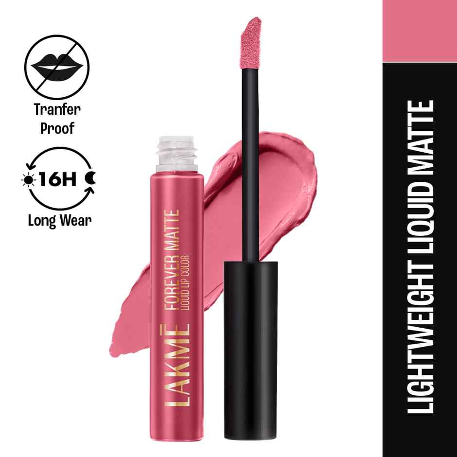 Lakme Forever Matte Liquid Lip, 16hr Lipstick, Lightweight & transferproof - Pink Parfait