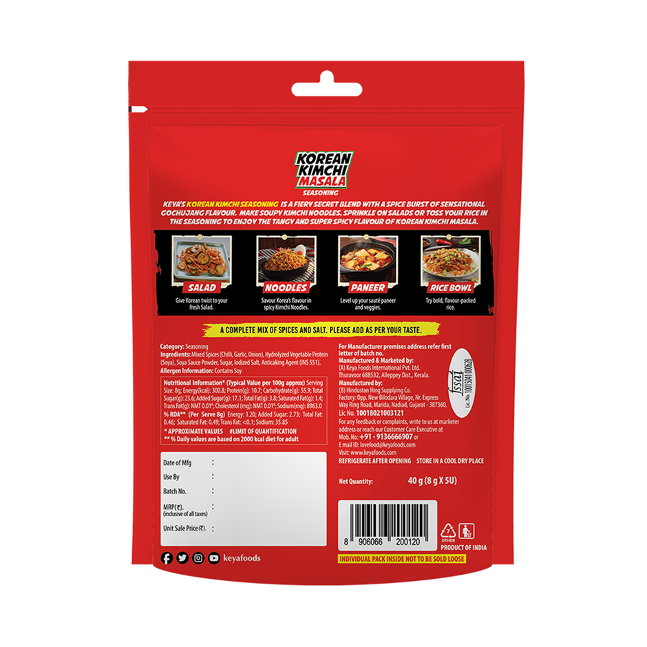 Keya Korean Kimchi Masala | 5 Sachet | Multipack