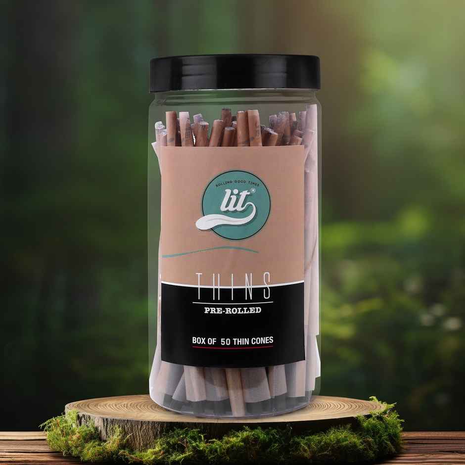 LIT Thins 50 Pre Rolled Cones Jar Brown