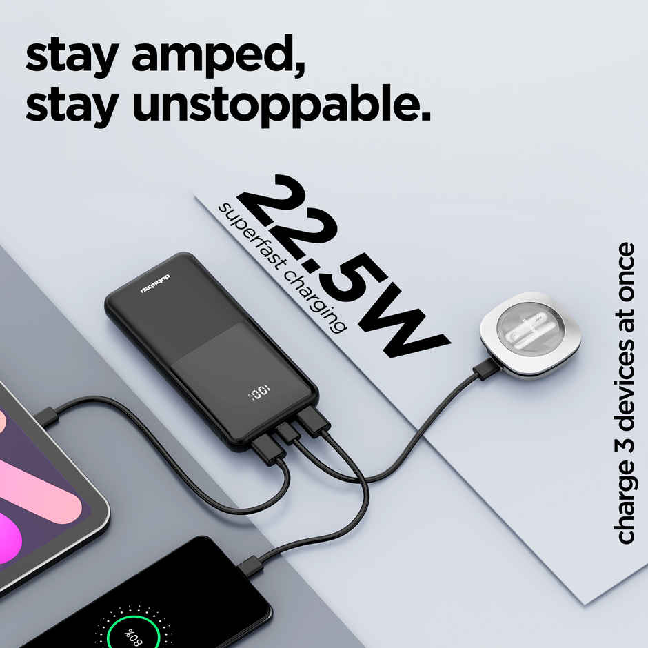 Dubstep Powerblitz X2 10,000 mAh with Dual USB Port & Type-C Multi Device Charging Powerbank (Black)