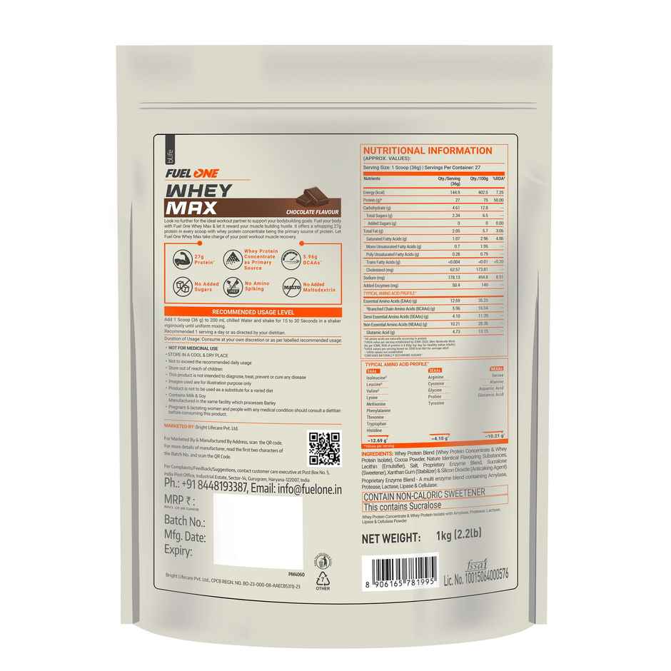 Fuel One Whey Max Protein Powder (Chocolate)