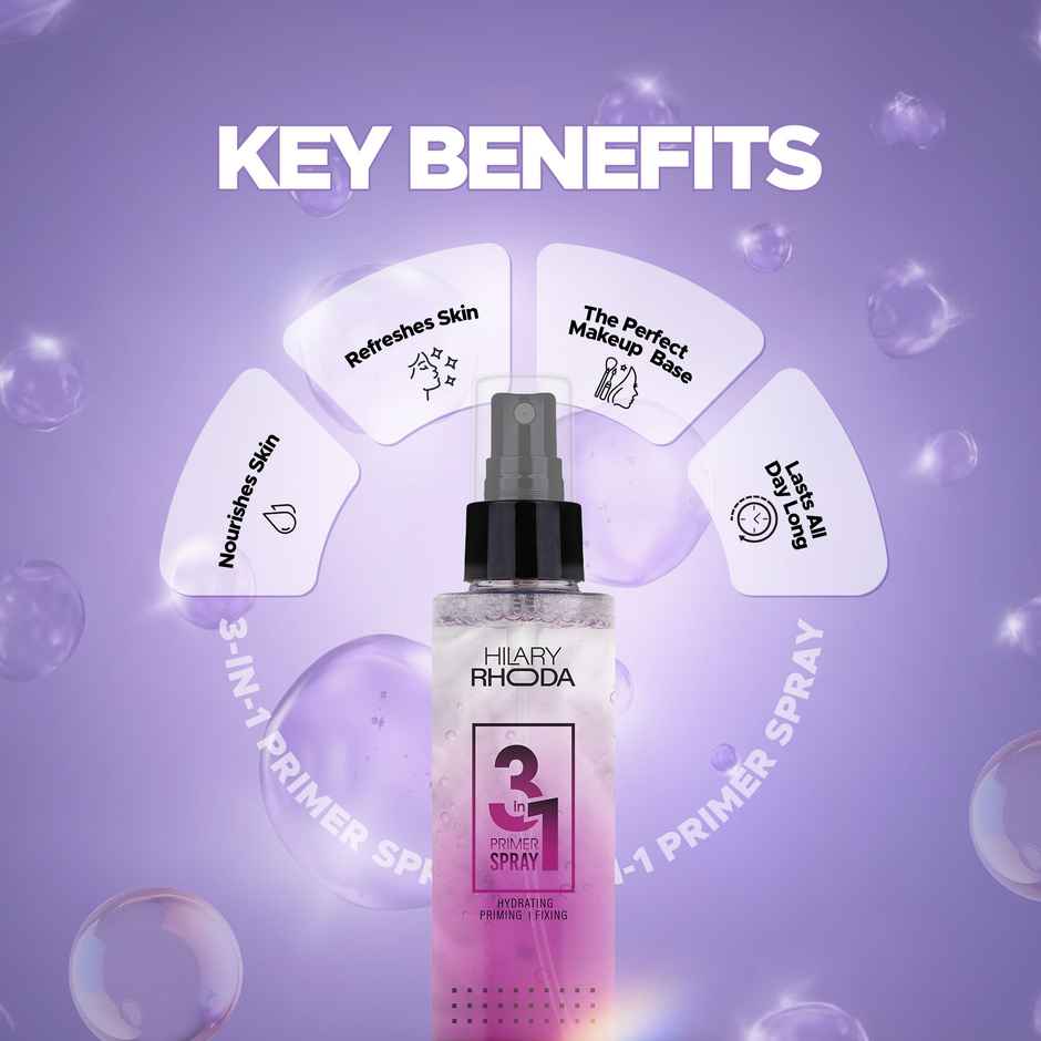 Hilary Rhoda 3-in-1 Primer Spray | Water-Based Primer | Refreshes Face & Blurs Pores | Dewy Finish