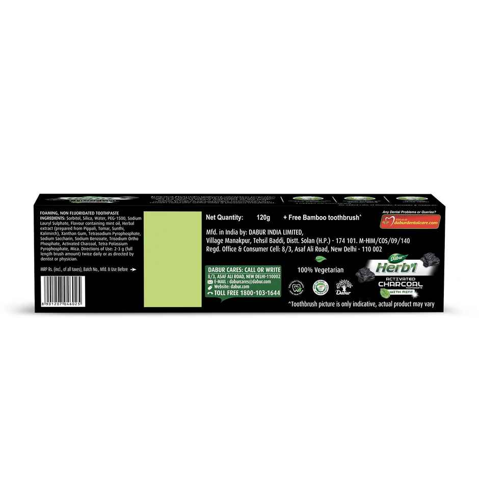 Dabur Herb’L Activated Charcoal Toothpaste With Mint For Whitening (Black Gel Paste)