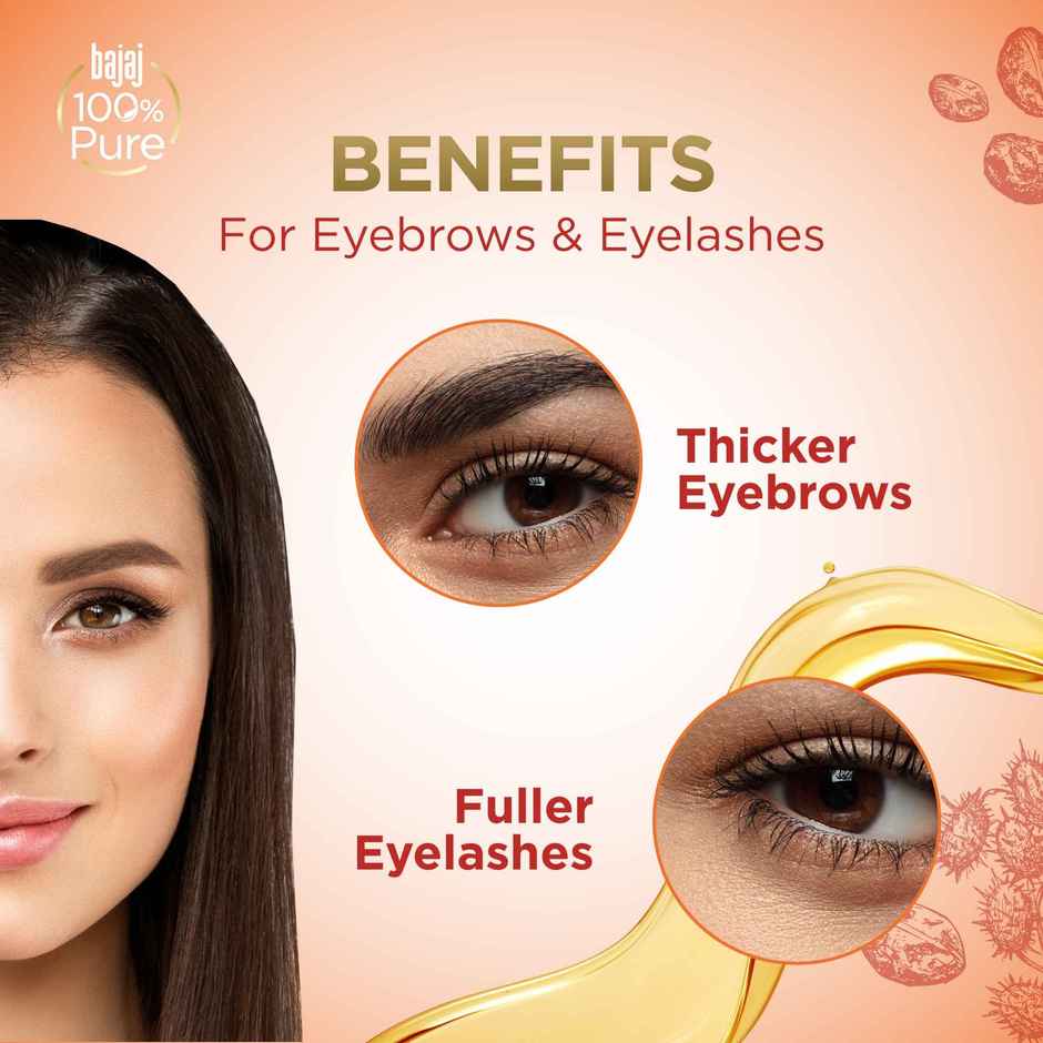 Bajaj 100% Pure Castor Oil - Virgin & Cold Pressed Oil For Lustrous Shiny Hair & Moisturized Skin Hair Oil