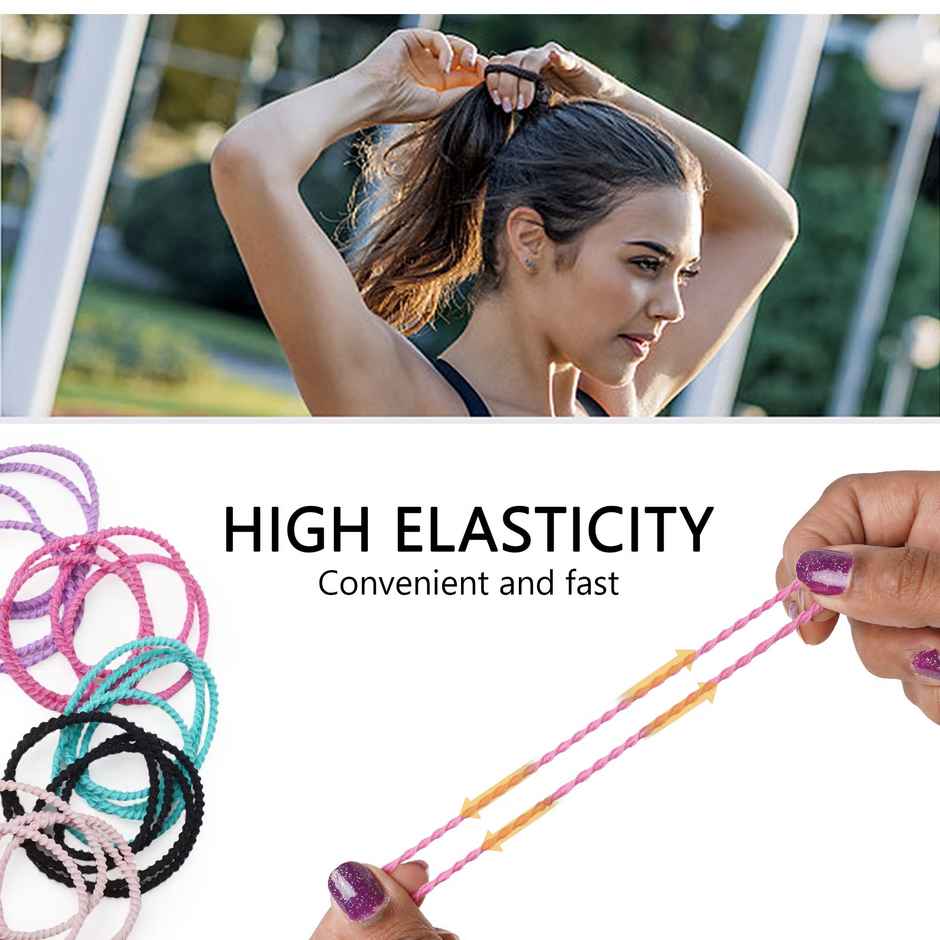 Bronson Professional 20 Pcs Elastic Hair Rubber Bands Hair Ties Soft Stretchable Multicolor