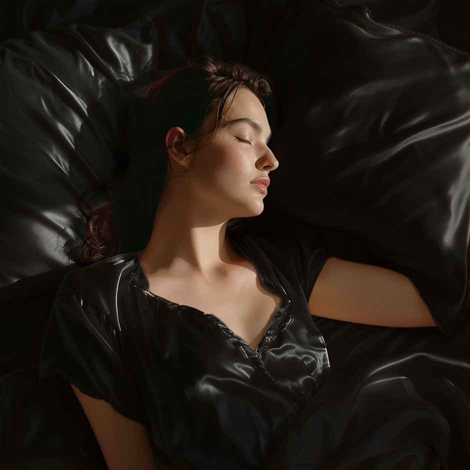 Stoa Paris Midnight Black Flat Bedsheet Set - Double - 2 Pillow Covers