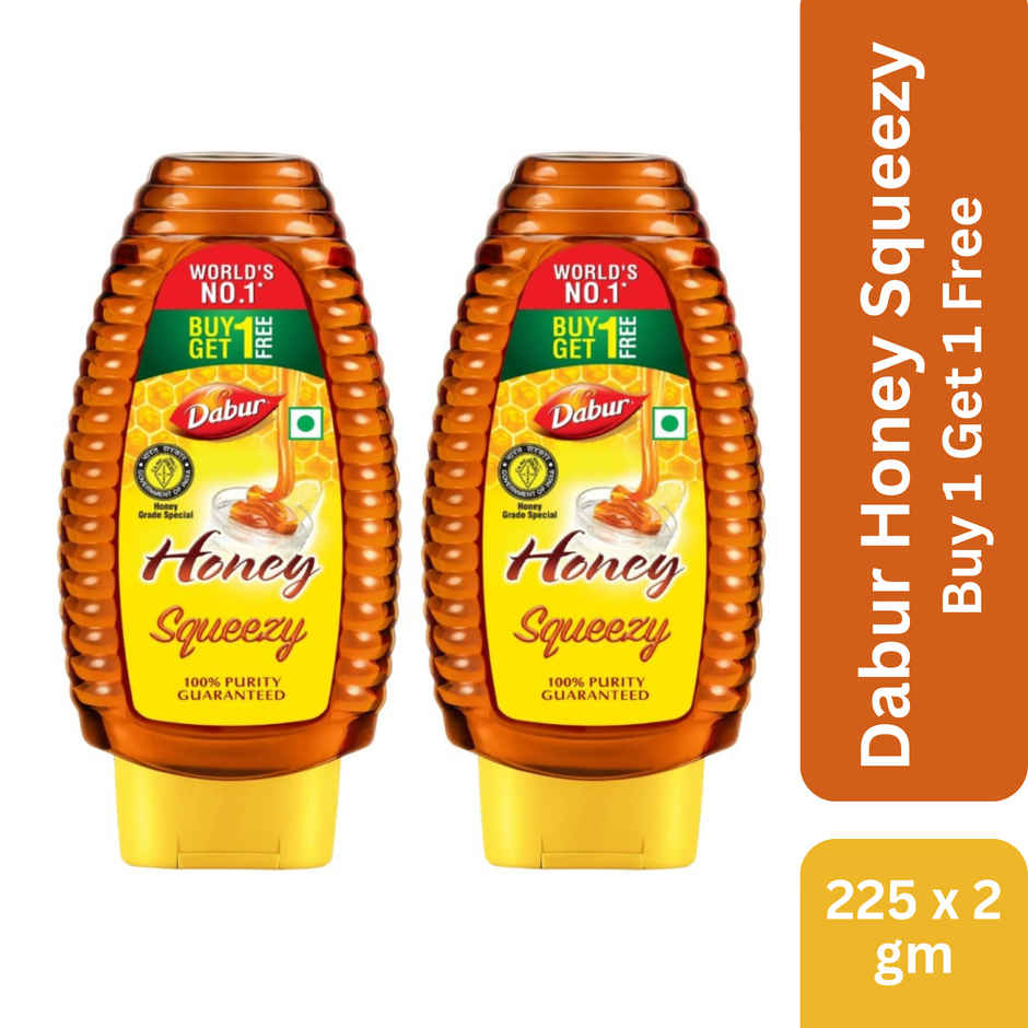Dabur Honey Squeezy | 100% Pure | World's No.1 Honey Brand | Buy 1 Get 1 Free