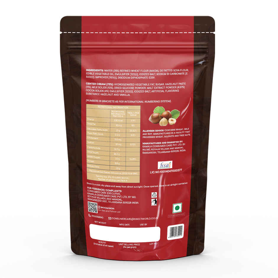 KYOMI Quattro Hazelnut Flavoured Wafer Cubes