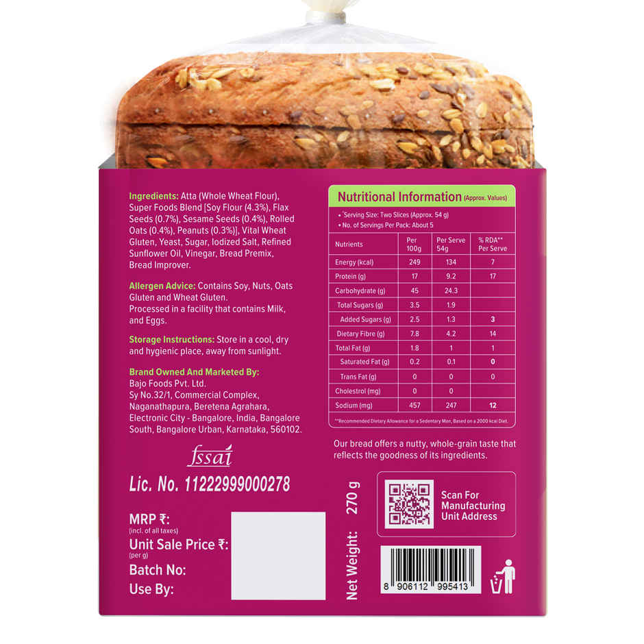 5 SuperFoods Multigrain Bread (46 g Protein, No Maida Premium Wheat Breads)