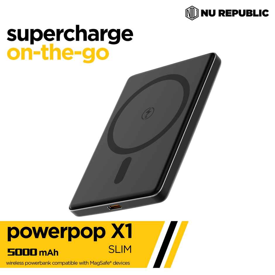 Nu Republic Powerpop X1 5000 mAh Type C Wireless Powerbank | For Magsafe Devices | Black