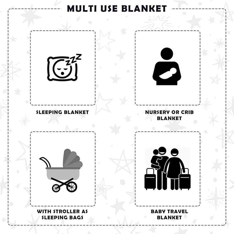 Oyo Baby Blankets New Born Combo,0-6 Months, , Skin Friendly, Star Grey & Pink