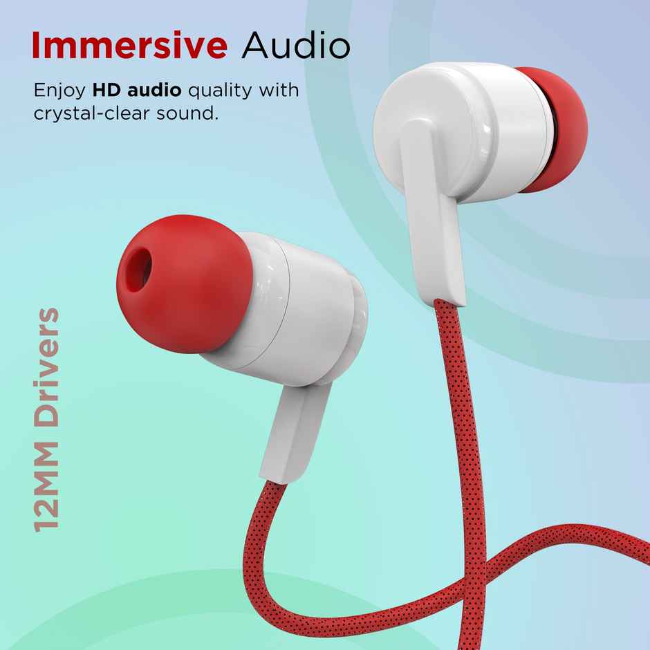 Aroma HF505 Clear Hi-Fi Sound | Deep Bass Wired Earphone with Mic | Red - 3.5 mm Jack
