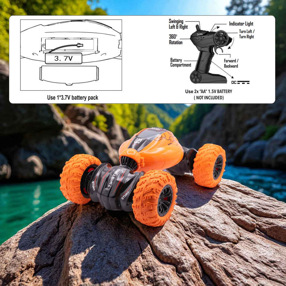 SEEDO Remote Control Car 1:16 , 2.4 GHz, USB Rechargeable, Fast Speed Twisting Stunt Car | Orange