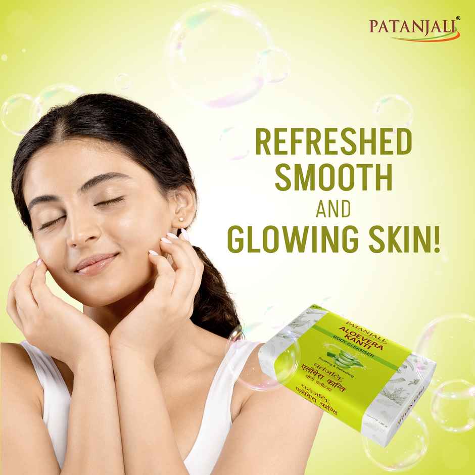 Patanjali Aloevera Kanti Body Cleanser Refreshing Bath Soap Aloe Bathing Bar
