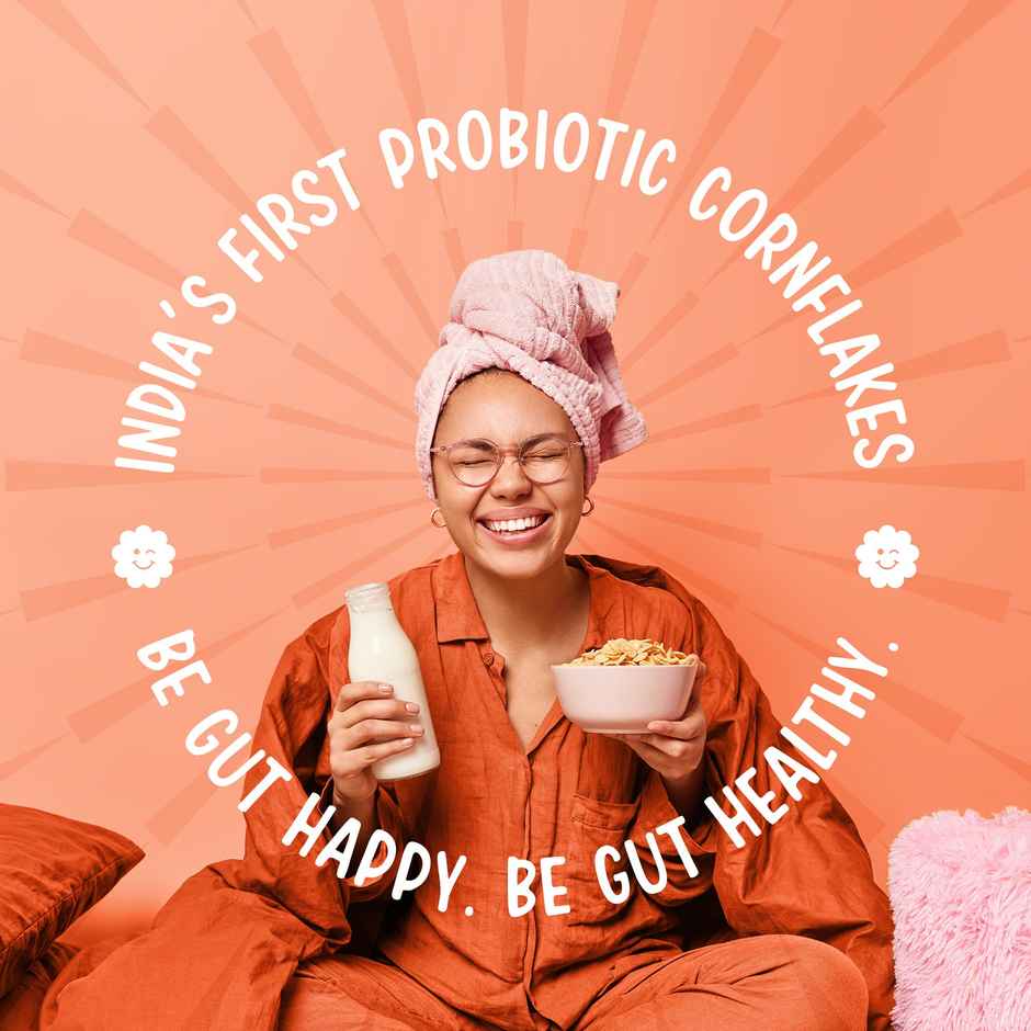 Yoga Bar Cornflakes Original Crunchy Breakfast cereals with Probiotics, High Fibre Pouch