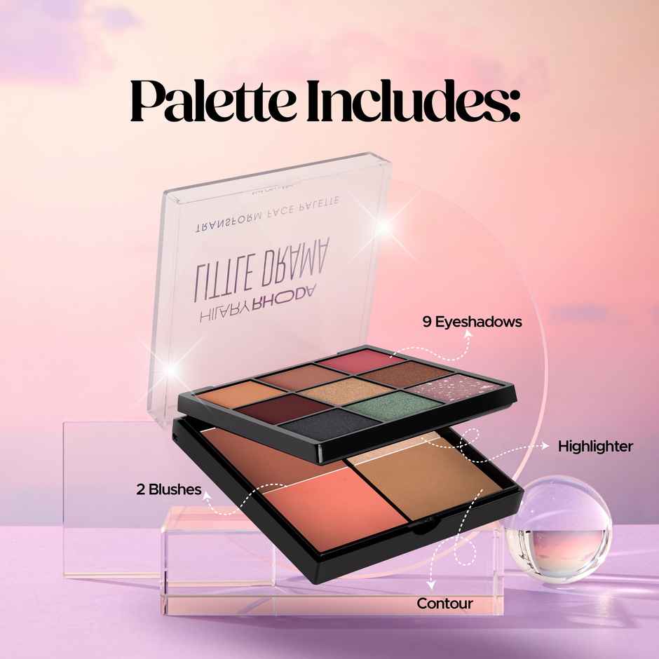 Hilary Rhoda Transform Face Palette | 9 Eyeshadows | 2 Blushes | Little Drama - Shade 02