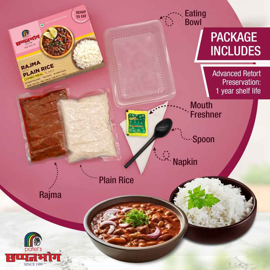 Chhapanbhog Rajma with Plain Rice | Ready-to-Eat Meal