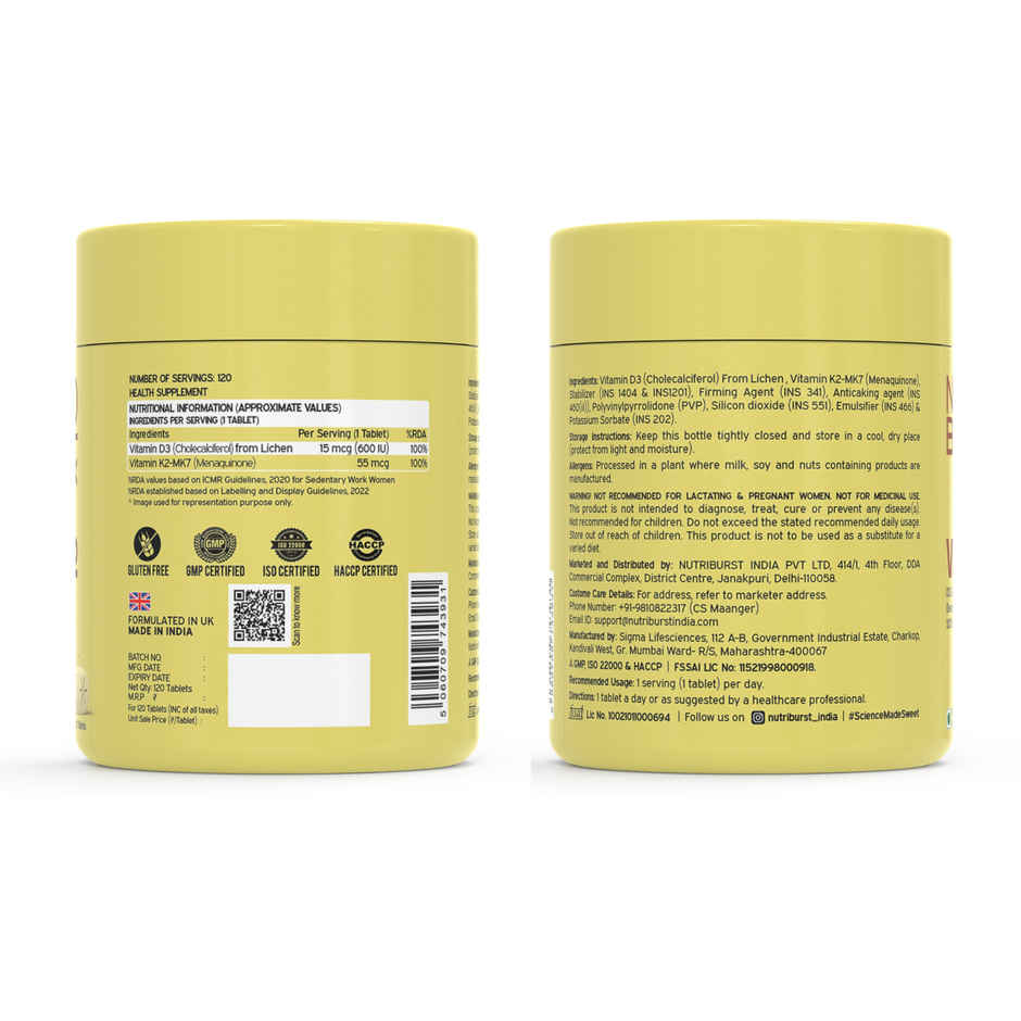 Nutriburst Vitamin D3 + K2 Tablets