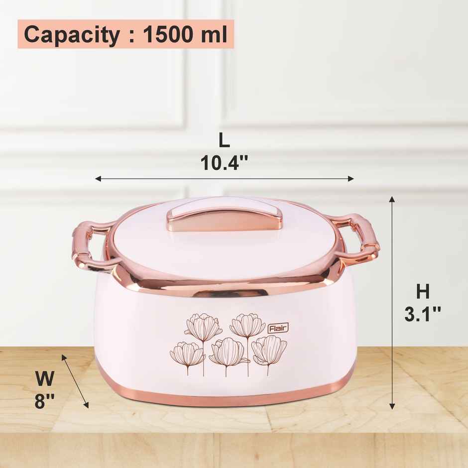 Flair Celebration Insulated Inner Steel Casserole | White - 1.5L