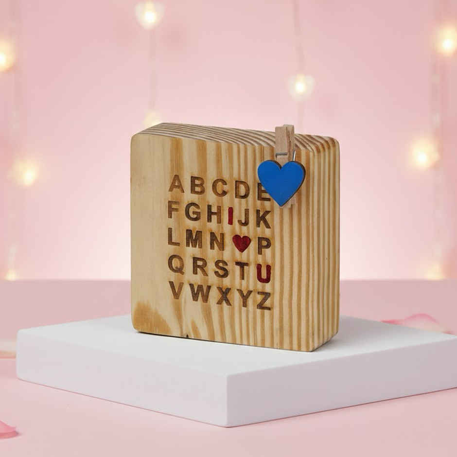 I Love You Heart Alphabet Wooden Photo Frame Gift | eCraftIndia