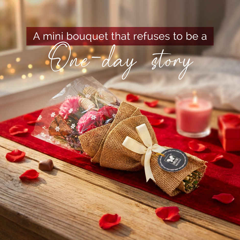 Rose Dry Flower Bouquet with Free Fragrance Spray | Ideal for Gifting | IRIS