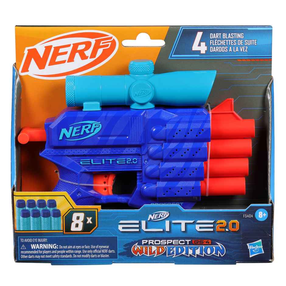 Nerf Elite 2.0 Prospect QS-4 Blaster | Wild Edition | 8 Nerf Elite Darts | Toy Gun