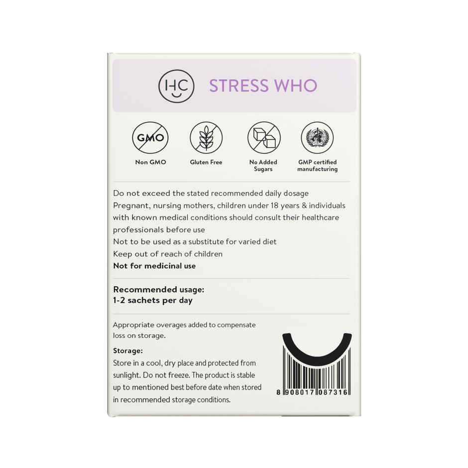 Happy Cultures Stress Who | Ashwagandha KSM-66 & L-Theanine |15pcs