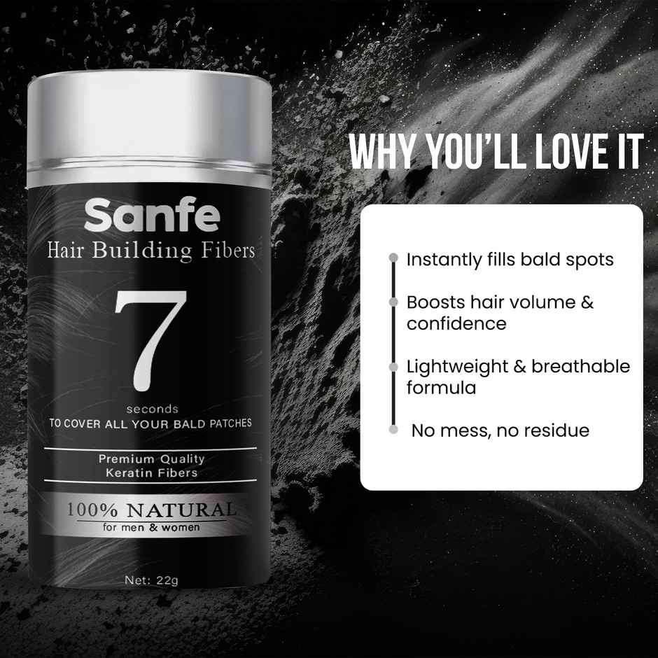Sanfe Hair Building Fibers | Hair Fiber Powder for Bald Spot & Thinning Hair Cover Up