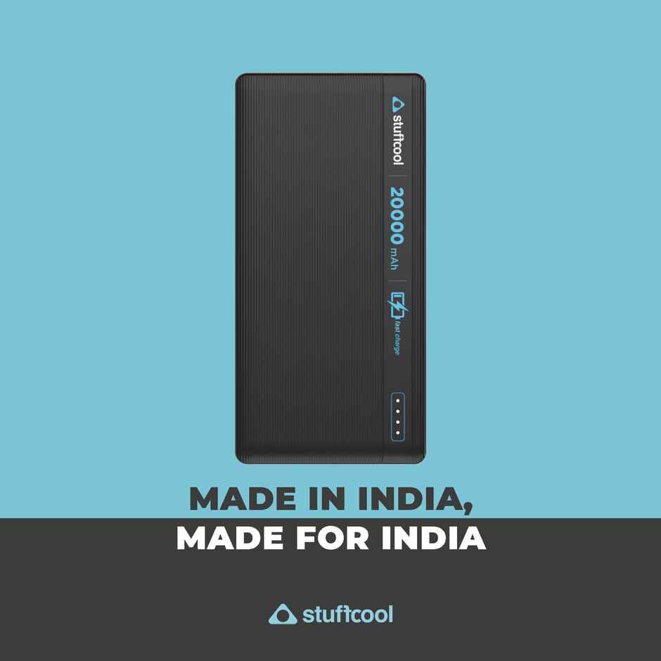 Stuffcool Major Plus 20000 mAh 20W Type C PD Powerbank,Fast Charging,50% in 30 mins,22.5W Type A Port