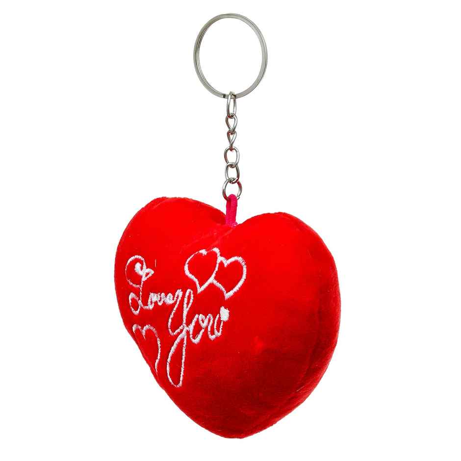 Heart Shape Love You Cushion Keychain | Red White | EcraftIndia