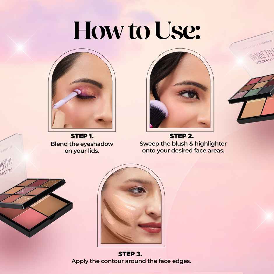 Hilary Rhoda Transform Face Palette | 9 Eyeshadows | 2 Blushes | Little Drama - Shade 02