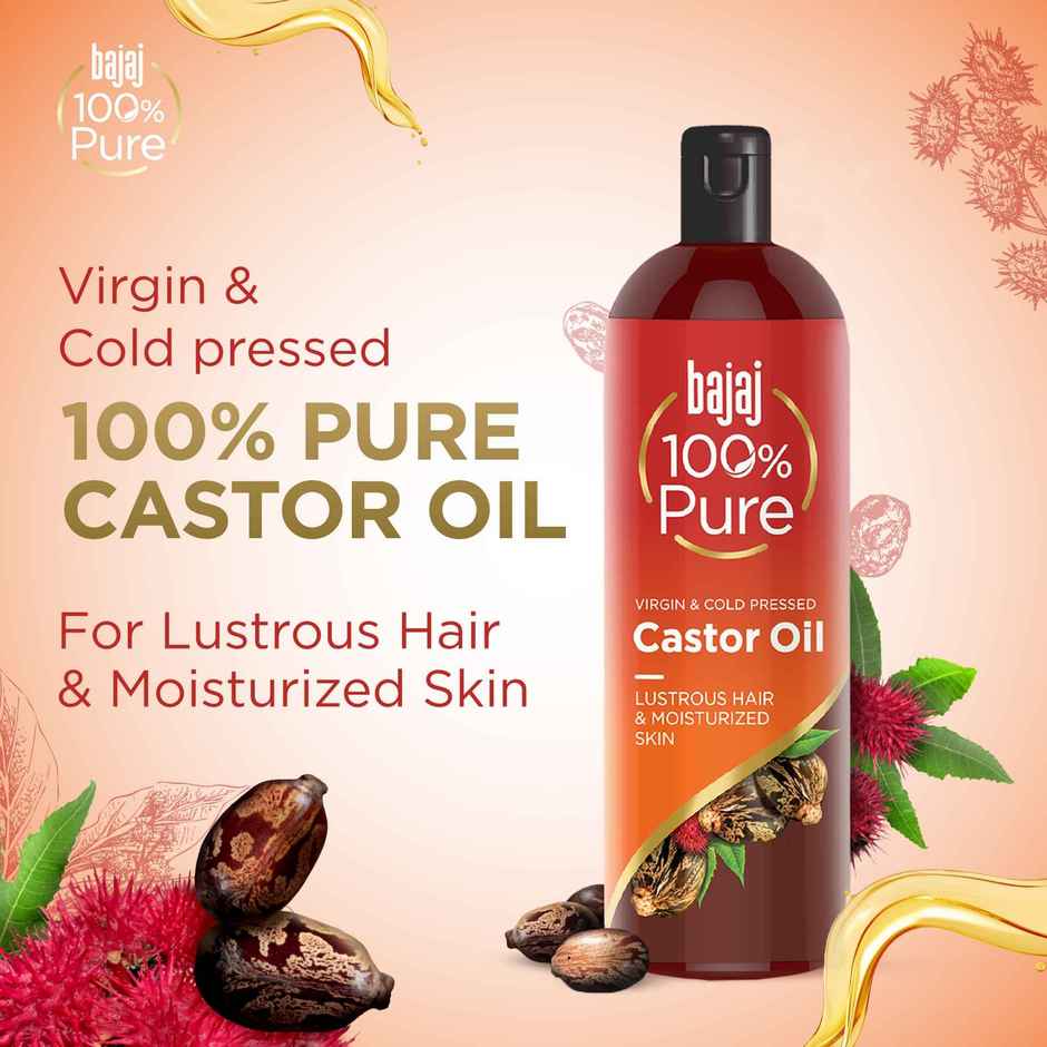 Bajaj 100% Pure Castor Oil - Virgin & Cold Pressed Oil For Lustrous Shiny Hair & Moisturized Skin Hair Oil