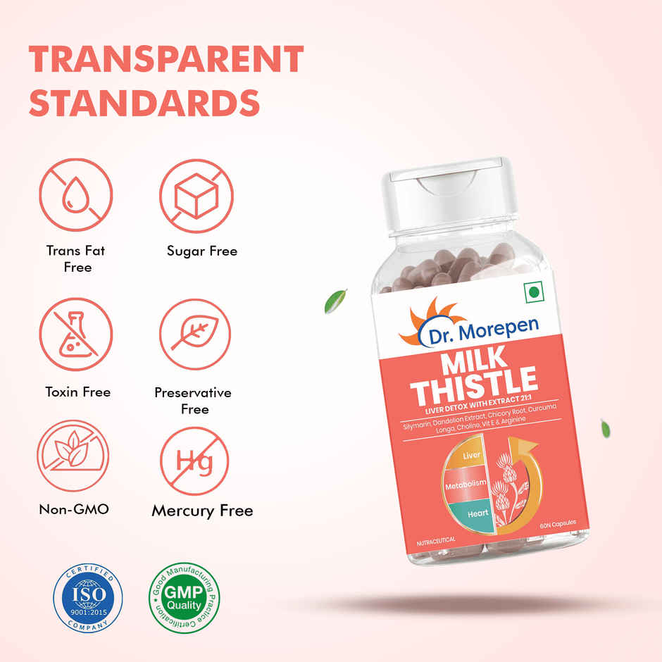 Dr. Morepen Milk Thistle+ Helps in Liver Detox with Extract 21:1