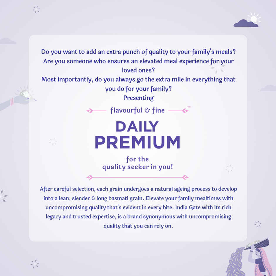 India Gate Flavourful and Fine Daily Premium Basmati Rice | Long and Slender Grains