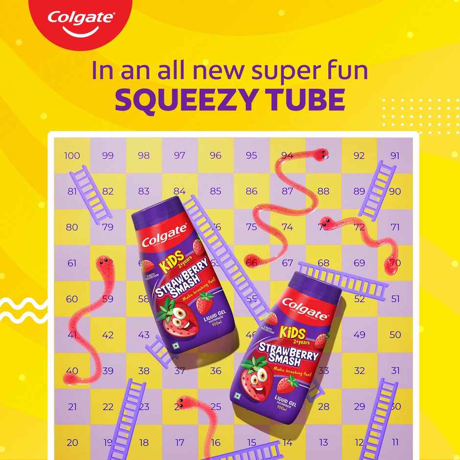 Colgate Kids Toothpaste, Fun Squeezy Bottle, Strawberry Flavor, Safe, Paraben-Free, Age 2-6yr