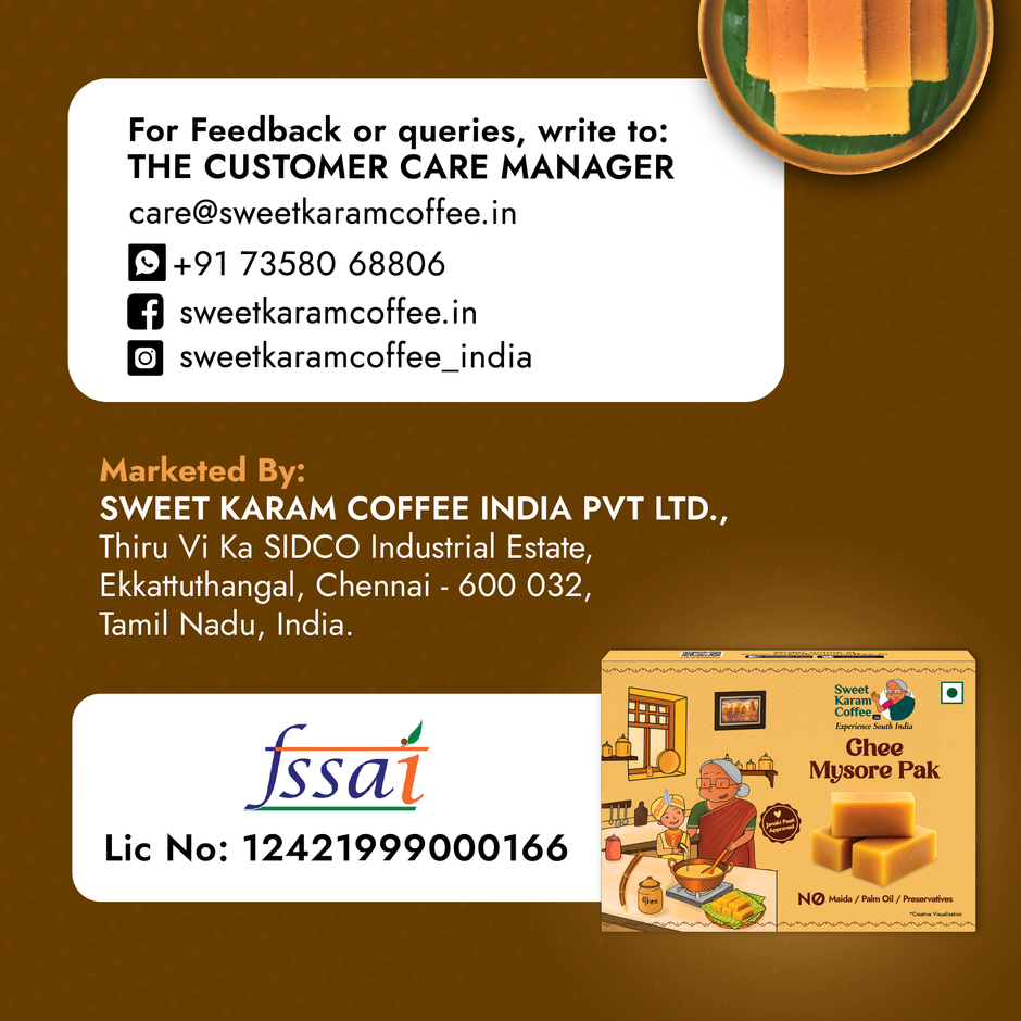Sweet Karam Coffee Original Ghee Mysore Pak - No Preservatives