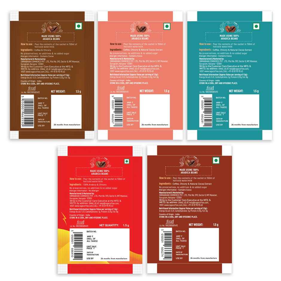 Rage Coffee Assorted Blend Sachets - Pack Of 20